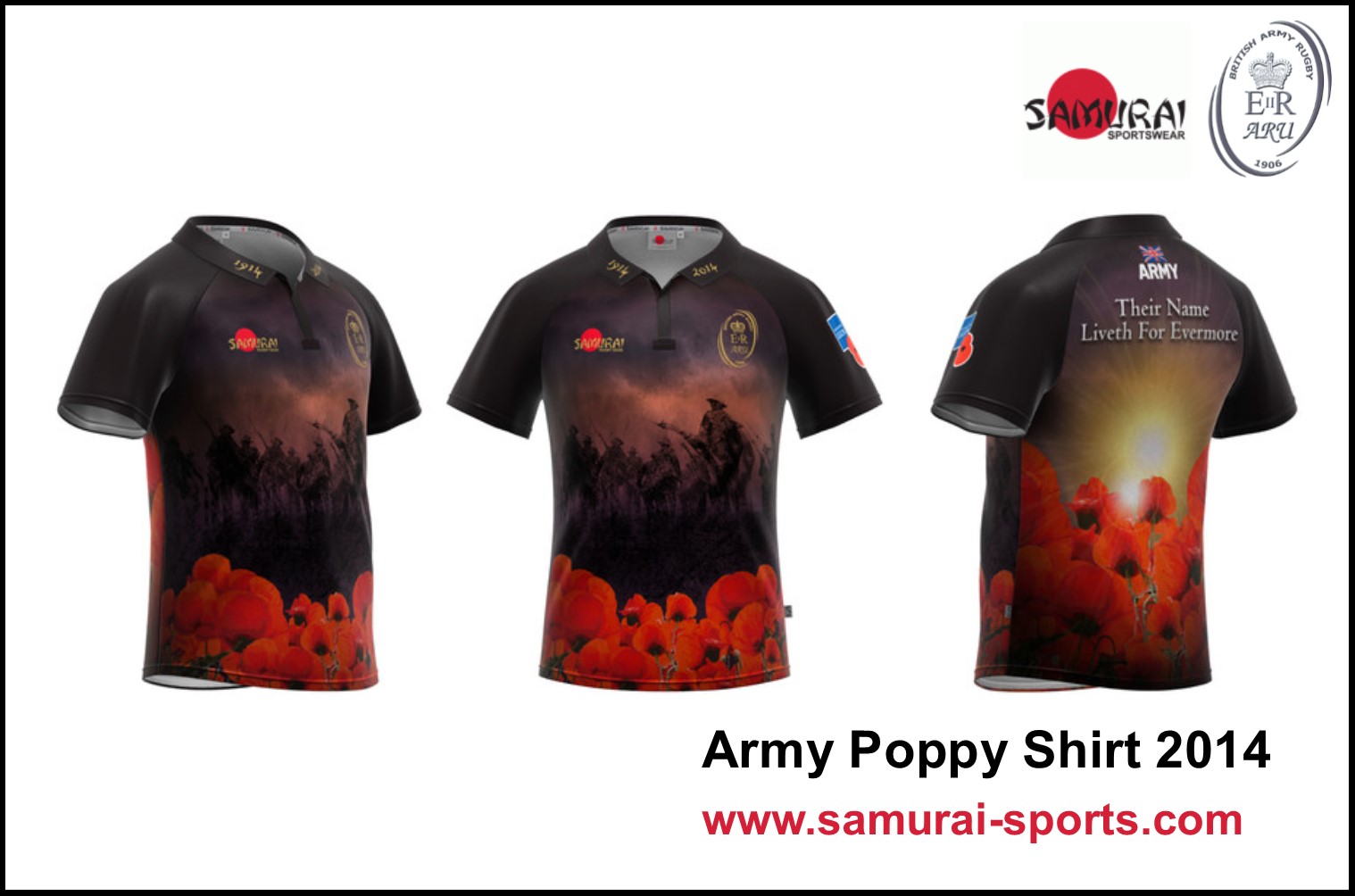 Army Rugby Union 2018 Tommy Remembrance Rugby Shirt by Samurai 